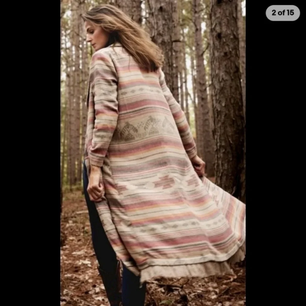 Soft Surroundings Western Ranch House Aztec Robe Coat Size S - Picture 3 of 10